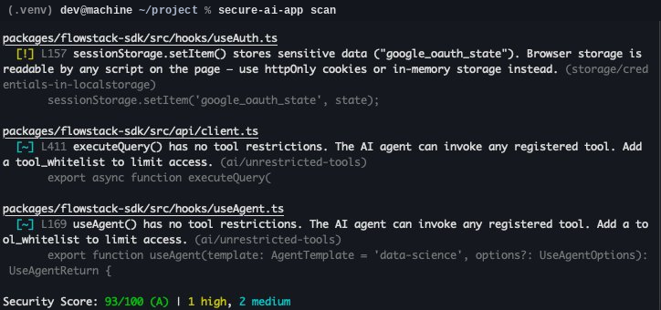 Scan results showing findings and security score